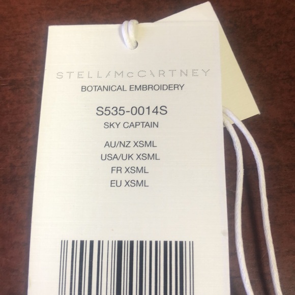 NWOT Stella McCartney Bikini Bottom, Navy Blue Botanical Embroidery Sky Captain - Picture 2 of 11